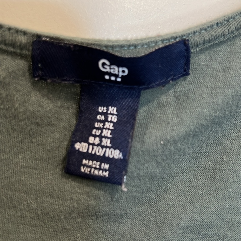 Gap Top. Olive Stripe Front- Solid Back Olive T-S… - image 6